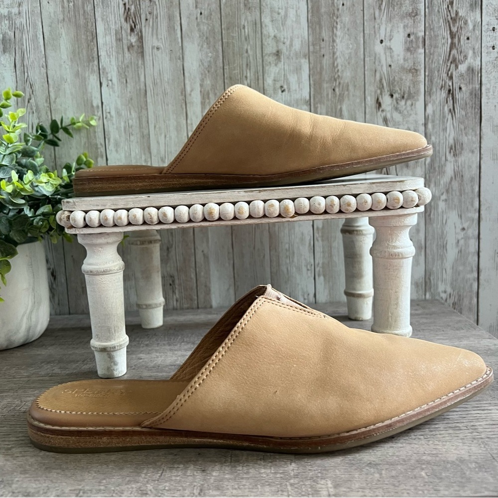 Sperry Tan Leather Slip-On Mules Shoes Almond Toe Womens Size 9.5